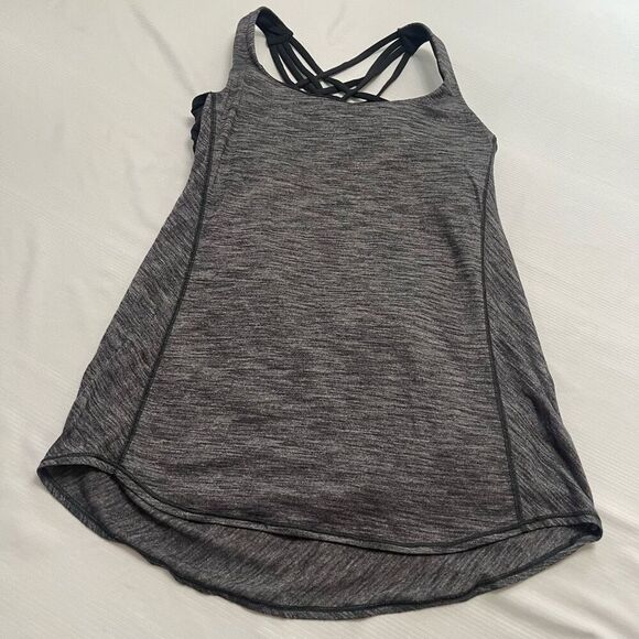 Lululemon Free To Be Grey Black Strappy Tank Top Size 10 - Picture 1 of 8